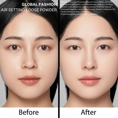 Loose powder close up matte shine control finish بودرة سائبة لقطة مقربة