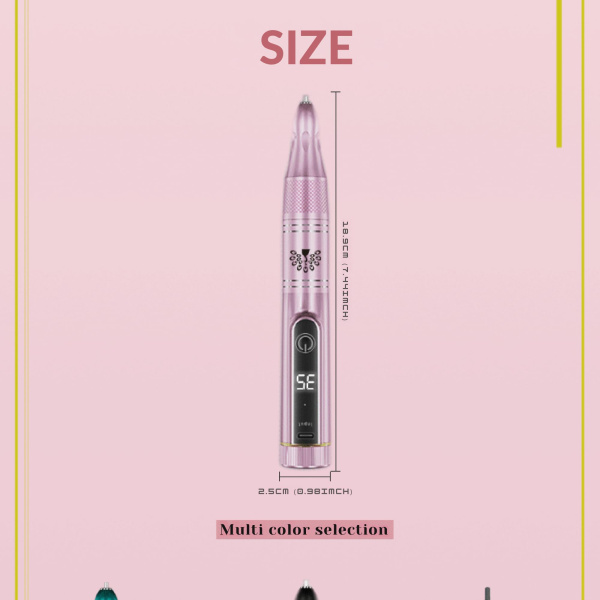 Professional 2-in-1 Nail Drill 35000 RPM – Model 108 | Green rechargeable electric nail drill 35000 RPM cordless manicure e file tool with drill bits