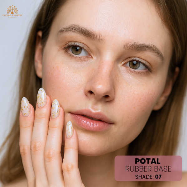 Rubber Base Potal 8ml, Shade 07 – Gold Foil Nail Base Coat
