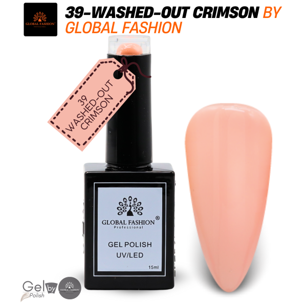 Washed-Out Crimson Gel Nail Polish 15ml UV LED | 39-Washed-Out Crimson 1p Peach Coral Gel Nail Polish Bottle 15ml - UV LED Soak Off Nail Color UAE GCC | طلاء أظافر جل
