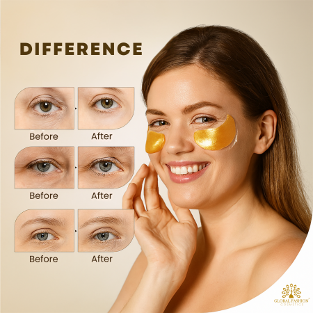 Korean 24K Gold Collagen Under Eye Patches 30 Pairs Eye Patch Close Up - Hydrating Collagen Under Eye Treatment | لاصقات العين صورة مقربة