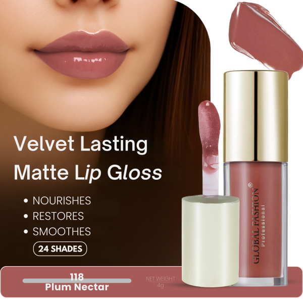 Global Fashion lip gloss preview velvet matte finish جلوس شفاه