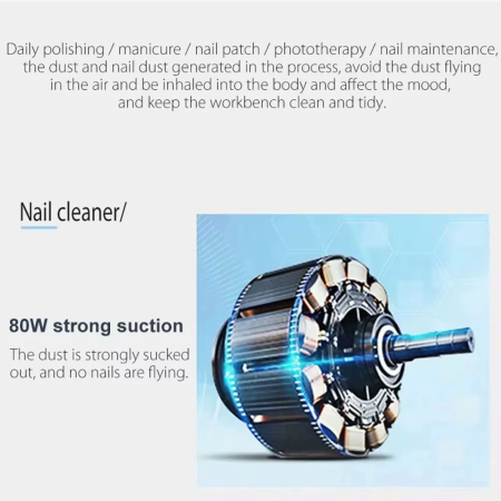 60W Nail Dust Extractor 7 Blade Close View | جهاز شفط غبار احترافي
Professional Nail Vacuum Cleaner Detailed View | مكنسة اظافر