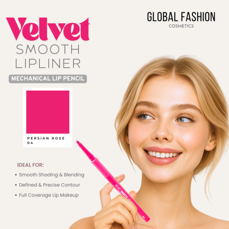 Velvet Smooth lip liner close up creamy texture matte finish قلم تحديد شفاه لقطة مقربة