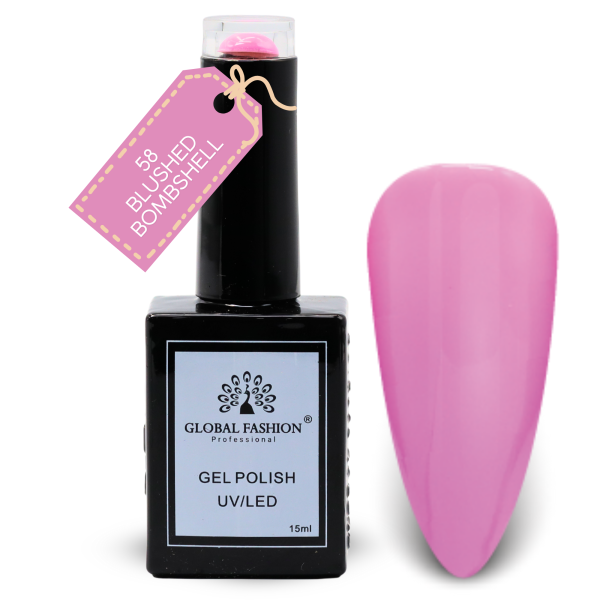 Pretty in Pink Nail Polish 15ml UV LED | 58-Blushed Bombshell 1p Pink Gel Nail Polish Bottle 15ml - UV LED Soak Off Nail Color UAE GCC | طلاء أظافر جل وردي