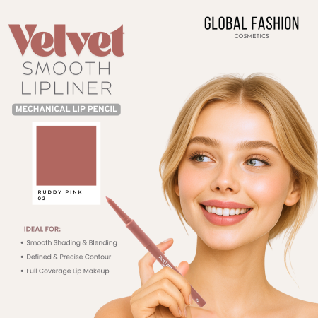 Velvet Smooth lip liner close up creamy texture matte finish قلم تحديد شفاه لقطة مقربة