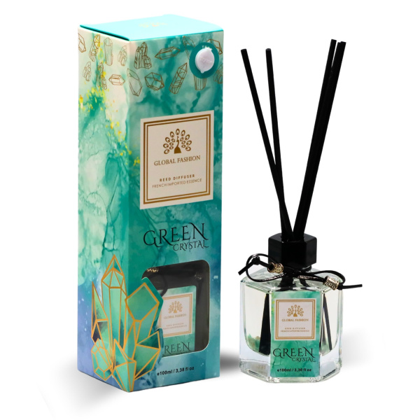 Green Crystal Reed Diffuser 100ml Home Fragrance Reed Diffuser Bottle 100ml - Luxury Aromatherapy Home Fragrance UAE GCC | معطر غرف فاخر