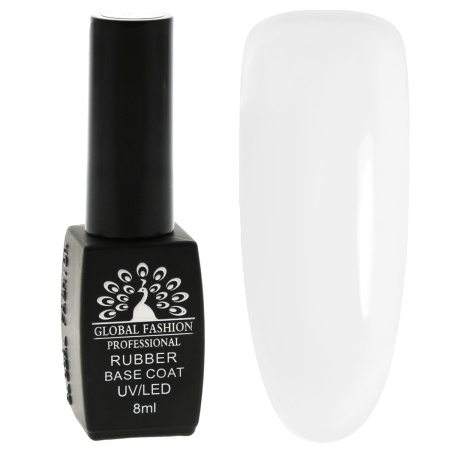 Rubber base for gel polish French Global Fashion, color transparent milky 8 ml