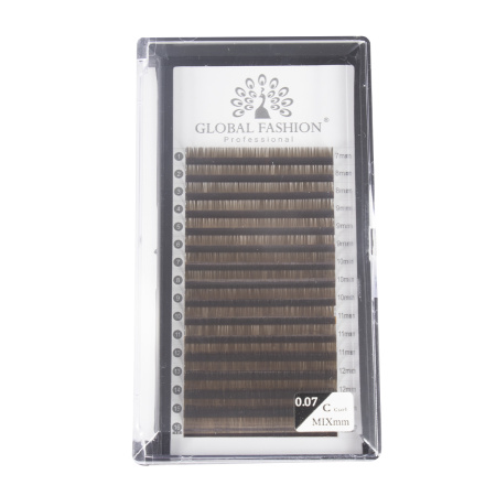 Set of strip eyelashes Global Fashion Premium Lashes mix (7-13 mm) C 0.07, dark chocolate