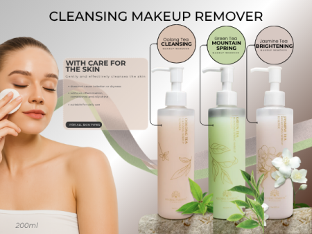 Green Tea Makeup Remover 200ml – Gentle Cleanser  Makeup Remover Close Up - Tea Extract Gentle Waterproof Cleanser | مزيل مكياج صورة مقربة