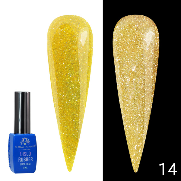 Disco Opal Reflective Rubber Base Coat | Shimmering Builder Gel for Gel Nails , 8ml | 14