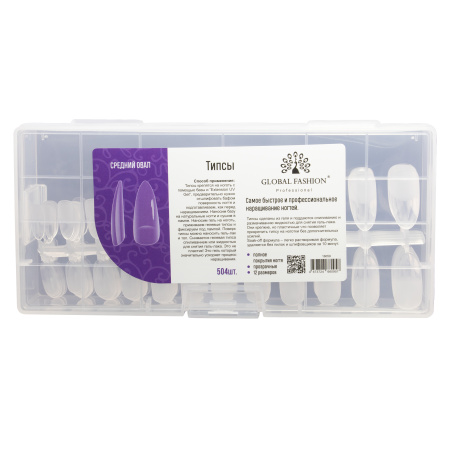 Gel tips, oval shape, 12 sizes, 504 pcs