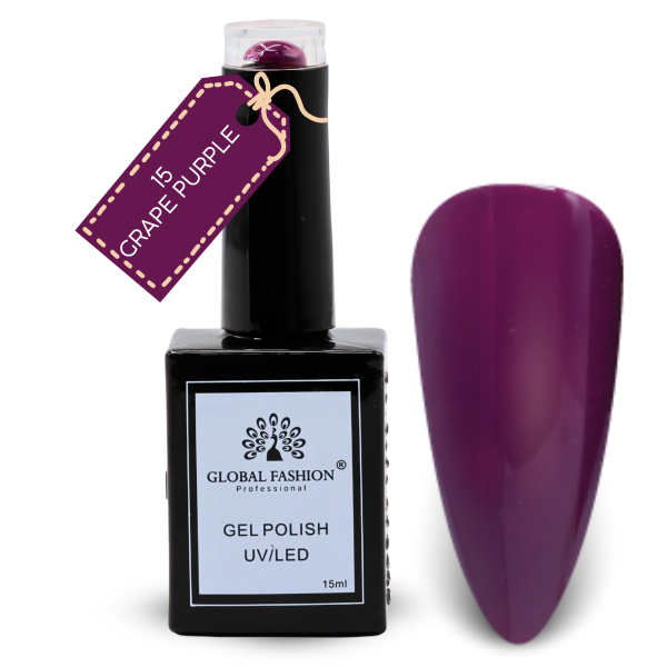 Coral Crush Nail Polish 15ml UV LED | 15-Grape Purple 1p Coral Gel Nail Polish Bottle 15ml - UV LED Soak Off Nail Color UAE GCC | طلاء أظافر جل