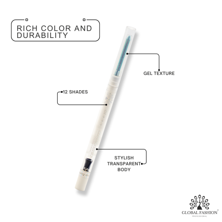 Colored gel eyeliner close up ultra fine tip no tug glide ايلاينر ملون لقطة مقربة