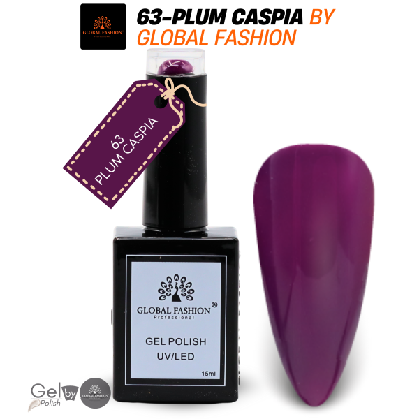Fuchsia Fever Nail Polish 15ml UV LED | 63-Plum Caspia 1p Fuchsia Purple Gel Nail Polish Bottle 15ml - UV LED Soak Off Nail Color UAE GCC | طلاء أظافر جل بنفسجي
