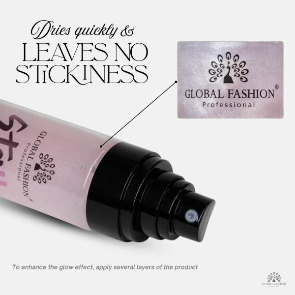 Global Fashion Stay Glow Fix shimmer mist hydrating glow spray بخاخ لمعان للجسم والوجه