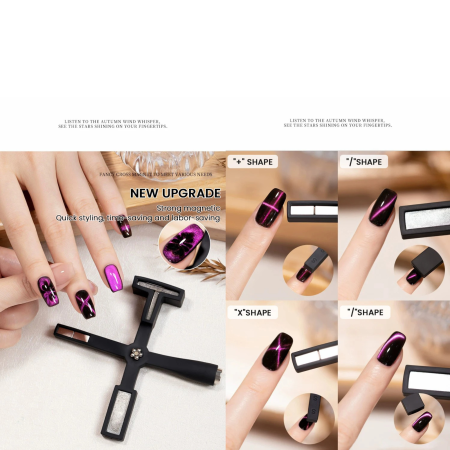Global Fashion 5 in 1 Multifunctional Nail Magnet Black – Professional Cat Eye Nail Tool

