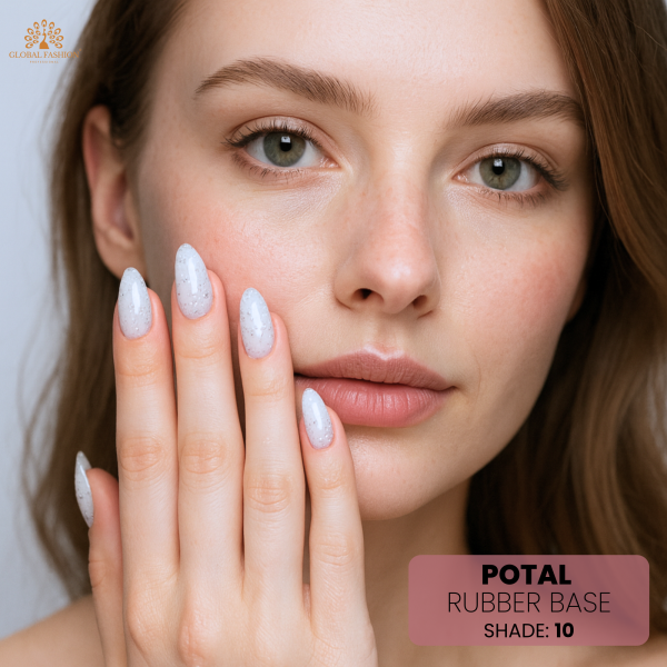 Rubber Base Potal 8ml, Shade 10 – Gold Foil Nail Base Coat

