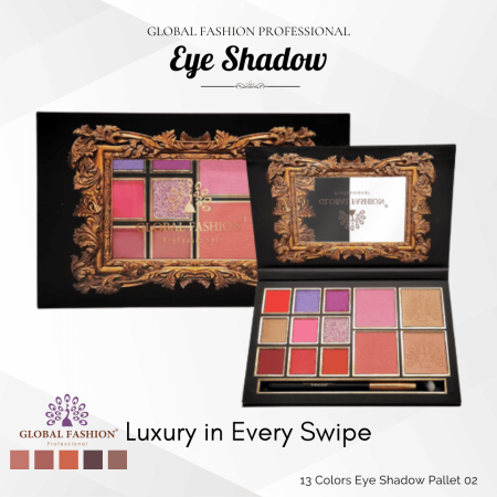 Global Fashion eyeshadow palette close up high pigment texture ظلال عيون لقطة مقربة
