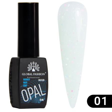 Rubber base Glitter Global Fashion 8 ml, 01