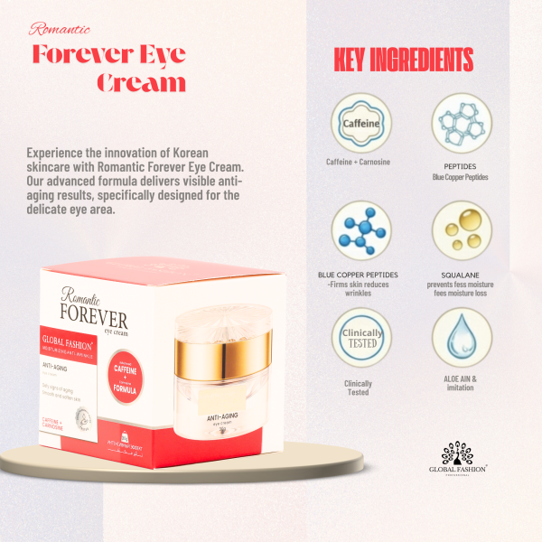Romantic Forever Eye Cream 30g Anti-Wrinkle Face Cream Jar 30g - Hydrating Anti Aging Skincare Moisturizer UAE GCC | كريم وجه مرطب