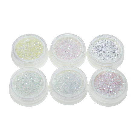 Decor DIAMOND GLITTER for nail design, Global Fashion set No. 01, 6 pcs.