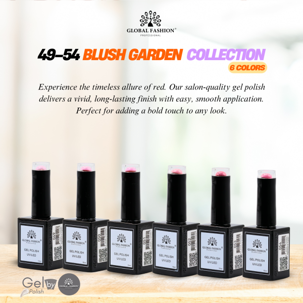 Blush Garden Gel Nail Polish Collection | 49–54 Blush Garden 6p Pink Gel Nail Polish Bottle 15ml - UV LED Soak Off Nail Color UAE GCC | طلاء أظافر جل وردي