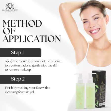 Green Tea Makeup Remover 200ml – Gentle Cleanser  Makeup Remover Close Up - Tea Extract Gentle Waterproof Cleanser | مزيل مكياج صورة مقربة