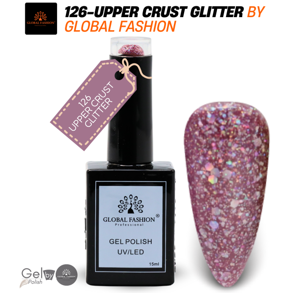 Inky & Indigo Nail Polish 15ml UV LED | 126-Upper Crust Glitter 1p Indigo Glitter Gel Nail Polish Bottle 15ml - UV LED Soak Off Nail Color UAE GCC | طلاء أظافر جل بنفسجي
