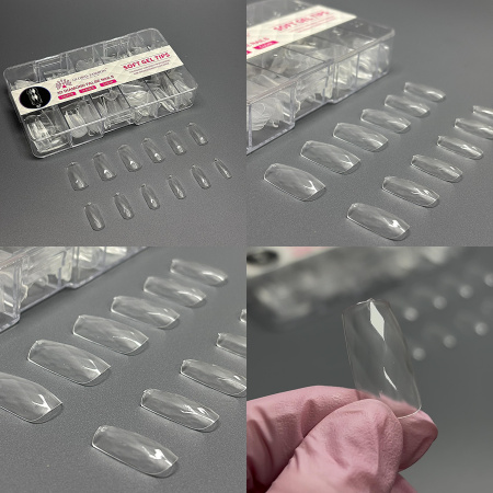 Gel tips "3D diamonds", square, 07, 120 pcs, 12 sizes