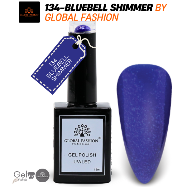 Glitter & Glimmer Nail Polish 15ml UV LED | 134-Bluebell Shimmer 1p Glitter Shimmer Gel Nail Polish Bottle 15ml - UV LED Soak Off Nail Color UAE GCC | طلاء أظافر جل