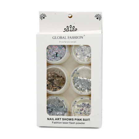 Decor for nail design, Global Fashion set No. 10, 6 pcs.