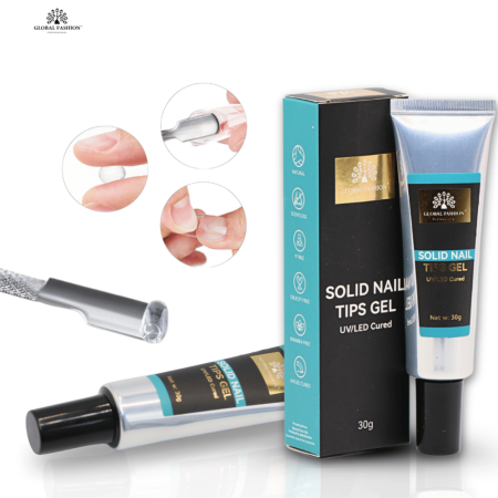 Gel for gel tips in a tube. Solid Nail Tips Gel 30 gr. Nail Extension Gel Close Up - Professional Solid Nail Tips Gel | جل الأظافر صورة مقربة