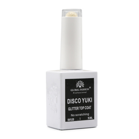 Disco Yuki Top without sticky layer, Global Fashion Nail Gel, 15ml Top Coat, No Wipe Gel Polish Finish, جل ديسكو يوكي طبقة علوية بدون مسح للأظافر
