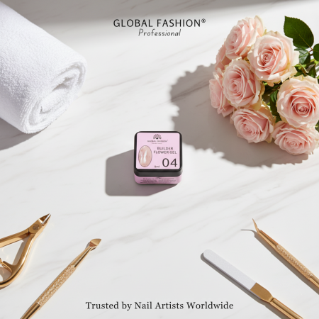 HEMA-Free Builder Flower Gel 8ml by Global Fashion – Real Dried Floral Petals, UV/LED Cure