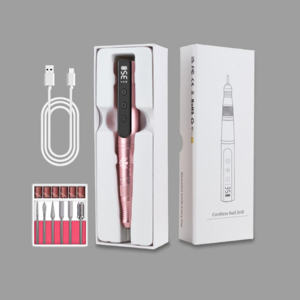 GLOBAL FASHION 35K RPM Rechargeable E-File – Portable USB Nail Drill 24W Grey
