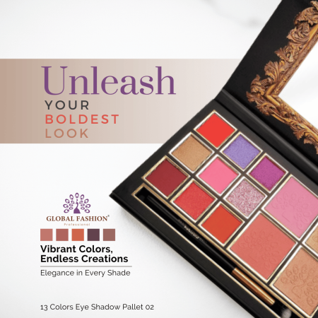 Global Fashion eyeshadow palette close up high pigment texture ظلال عيون لقطة مقربة
