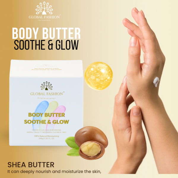 GLOBAL FASHION Body Butter Soothe & Glow 200g - Hydrating Shea Butter Collagen Body Cream UAE GCC | كريم الجسم المرطب