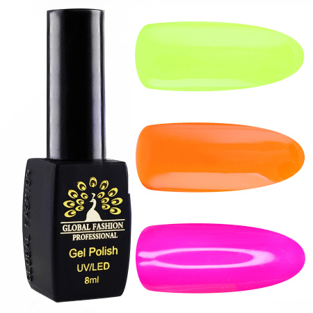 Set of gel polishes Black Elite \"Neon summer - Bright summer\", 3 shades