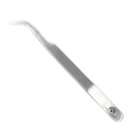 Professional tweezers for eyelashes Global Fashion, curved, silver 1