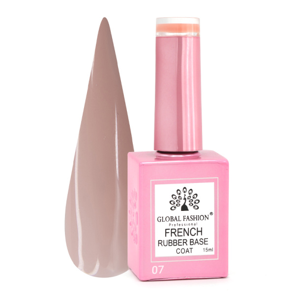 Global Fashion Rubber Base Coat French Gel Polish, 15ml | 07