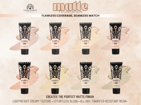 Global Fashion matte foundation close up waterproof oil free finish كريم اساس لقطة مقربة مطفي
