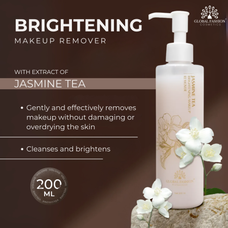 Jasmine Tea Makeup Remover 200ml – Gentle Cleanser Makeup Remover Close Up - Tea Extract Gentle Waterproof Cleanser | مزيل مكياج صورة مقربة