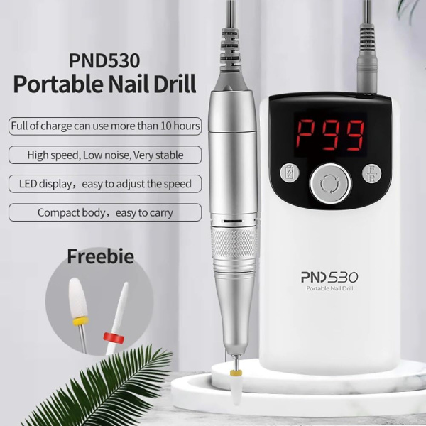 PND530 Nail Drill 30000 RPM Electric | White Cordless Nail Drill 30000 RPM Electric Nail File UAE GCC | جهاز أظافر