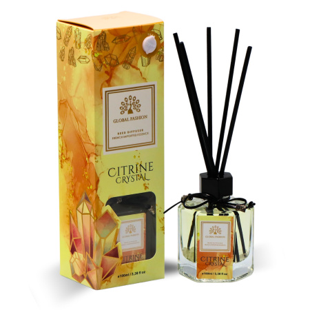 Citrine Crystal Reed Diffuser 100ml Home Fragrance Reed Diffuser Close Up - Luxury Aromatherapy Home Decor Fragrance | معطر منزلي صورة مقربة