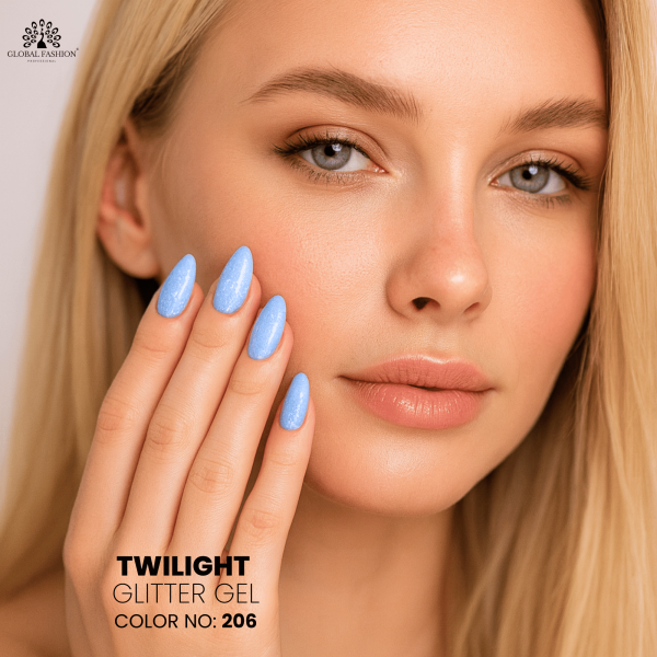 Twilight Glitter Gel Polish – 15 ml Shade 206 – Reflective Holographic Finish
