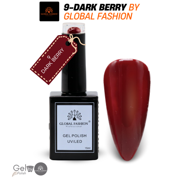 Dark Berry Gel Nail Polish 15ml UV LED | 9-Dark Berry 1p Crimson Red Gel Nail Polish Bottle 15ml - UV LED Soak Off Nail Color UAE GCC | طلاء أظافر جل أحمر