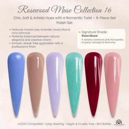 Black Elite Gel Nail Polish Set 6x8ml – UV/LED | Rosewood Muse Gel Nail Polish Close View High Shine | طلاء اظافر جل
Black Elite Gel Nail Polish Set 6x8ml – UV/LED | Rosewood Muse Nail Gel Set Detailed View Long Lasting | مناكير جل