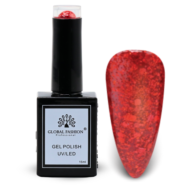 Glitter & Glimmer Nail Polish 15ml UV LED | 138-Carnelian Glitter 1p Glitter Shimmer Gel Nail Polish Bottle 15ml - UV LED Soak Off Nail Color UAE GCC | طلاء أظافر جل