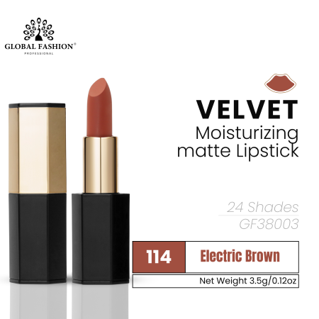 Velvet Moisturizing Matte Lipstick – Smudge-Proof (Shade 114, 3.5g) professional lipstick high pigmentation moisturizing matte finish احمر شفاه احترافي تغطية عالية مرطب